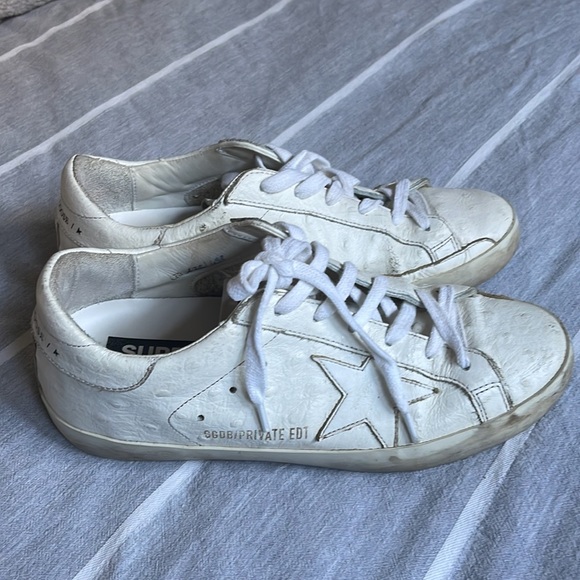 Golden Goose Superstar Ostrich-Stamped Court Sneakers - Picture 3 of 16